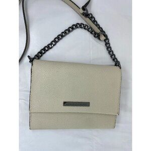 Armani Exchange Womens Genuine Leather Crossbody Bag White With Chain St…